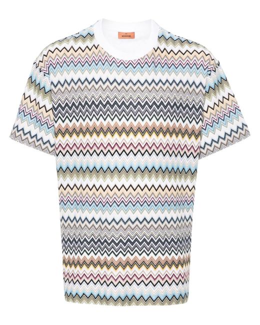 Missoni Gray Zigzag Cotton T-Shirt for men