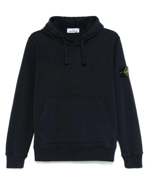 Stone Island Blue Logo-Patch Hoodie for men