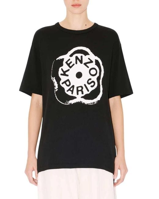 KENZO Black Loose-Fitting Cotton T-Shirt "Boke Flower 2.0"