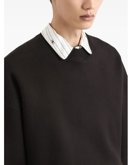 Felpa Corta A Maniche Lunghe-Uomo di Dolce & Gabbana in Black da Uomo