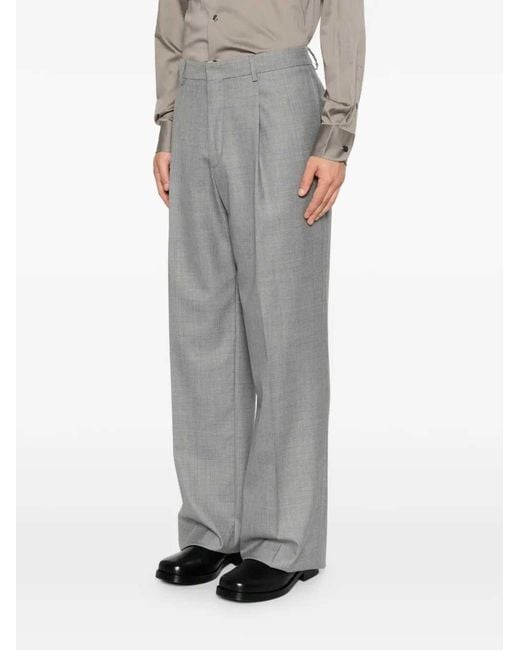 Lardini Gray Wide-Leg Pleated Trousers for men