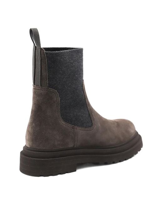 Brunello Cucinelli Brown Suede Chelsea Boots