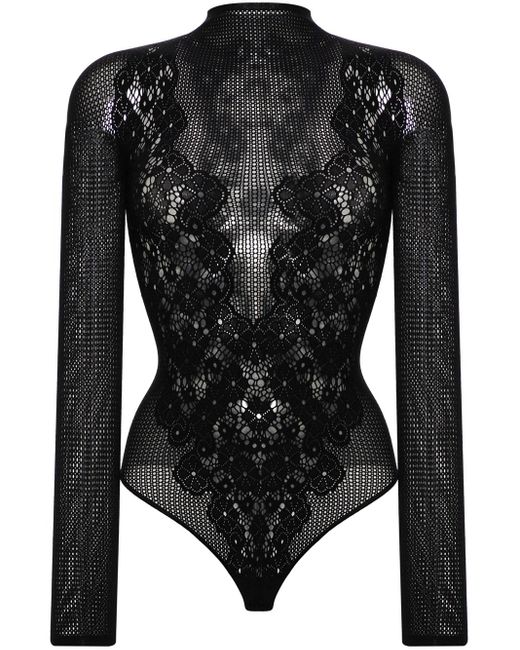 Wolford Black Perforated Body