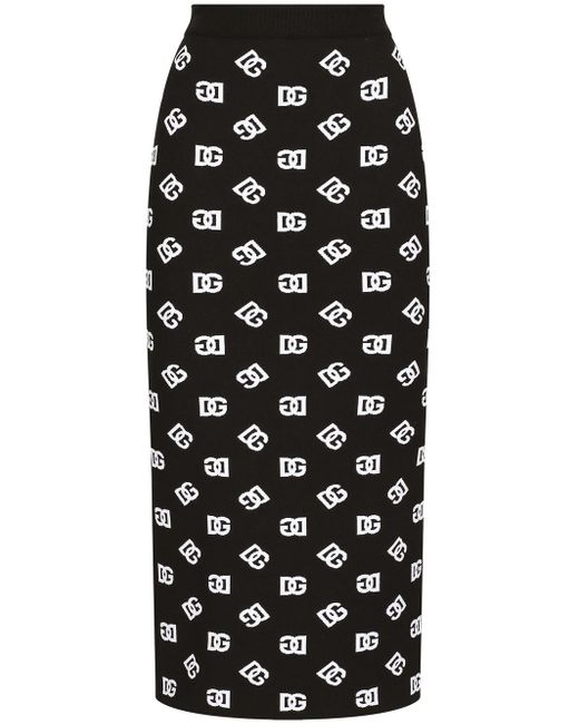 Dolce & Gabbana Black Knit Monogram Skirt
