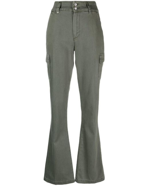 PAIGE Gray High-Waisted Flared Trousers