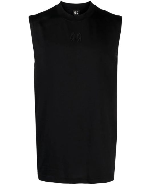 44 Label Group Black Sleeveless T-Shirt With Embroidery for men