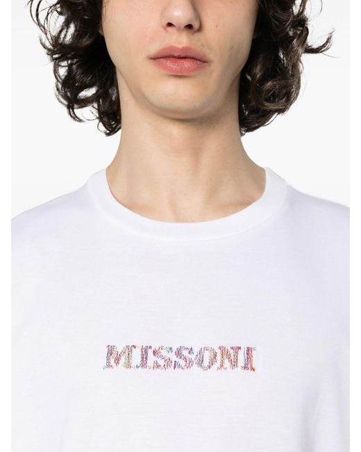 Missoni White T-Shirt With Embroidery for men