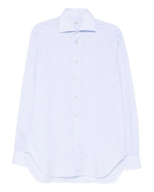 Kiton White Striped Cotton Shirt for men