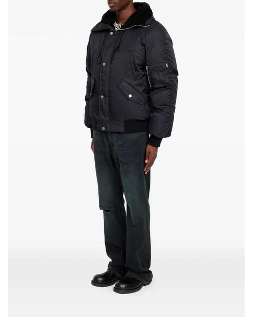 MM6 by Maison Margiela Black Hooded Bomber Jacket for men