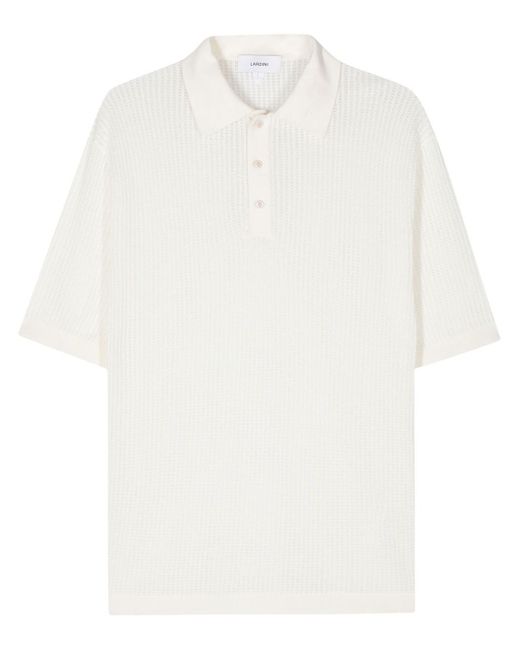Lardini White Open-Knit Polo Shirt for men