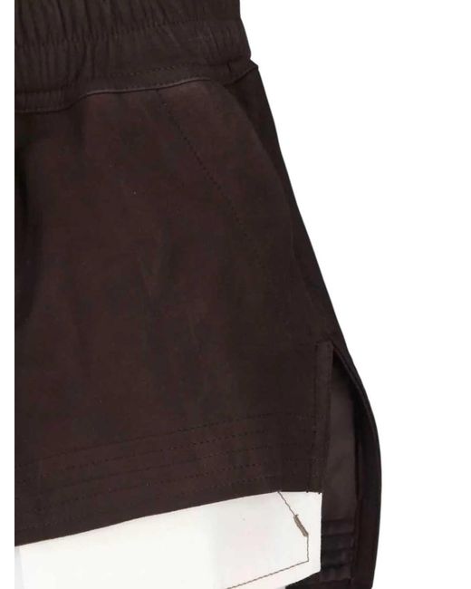 Rick Owens Black Leather Shorts
