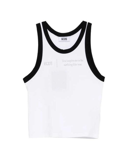 Gcds Black Sleeveless Tank Top With Round Neck