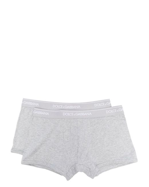 Dolce & Gabbana White Set Of 2 Boxers With Logo Band for men