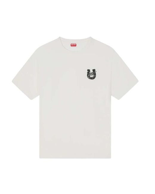 KENZO White "Lunar New Year" Embroidered Cotton T-Shirt for men