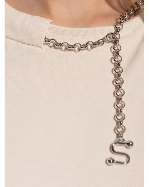 Sportmax Natural Chain-Embellished T-Shirt