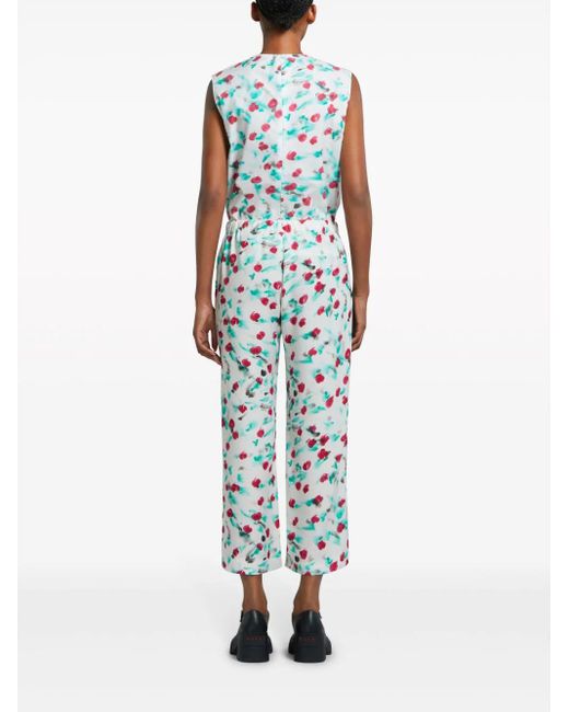 Marni Blue Floral Cropped Trousers