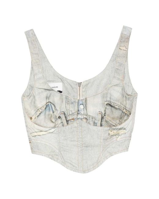 Haikure White Sleeveless V-Neck Top