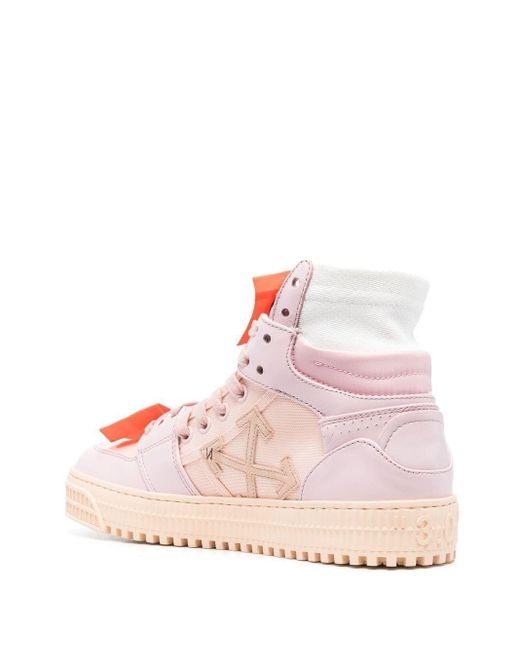 Off-White c/o Virgil Abloh Pink Off- 3.0 Off Court Leather High Sneakers