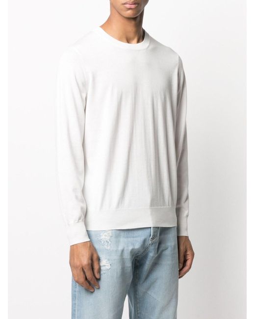 Brunello Cucinelli White Sweatshirt With Ribbed Edge for men