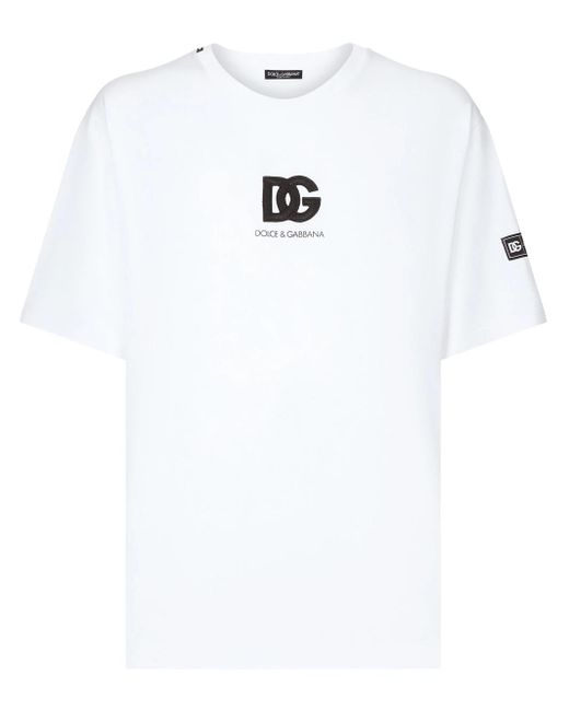Dolce & Gabbana White T-Shirt With Logo Application for men