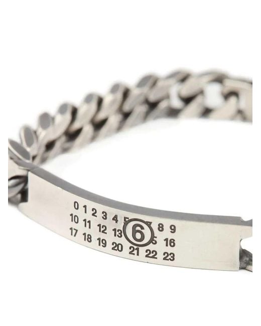 MM6 by Maison Margiela Metallic Chain Bracelet With Engraved Logo for men
