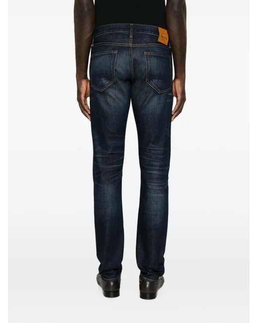 Tom Ford Blue Jeans With Belt Loops And Logo Patch for men