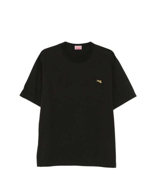 KENZO Black Leaping Tiger Patch T-Shirt for men