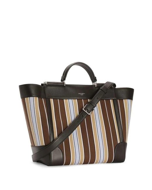 Dolce & Gabbana Brown Dolce & Gabbana Sicily Jacquard Tote Bag for men