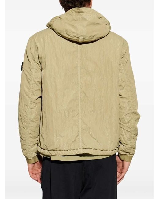 Stone Island Natural Hooded Jacket With Brand Logo Patch for men