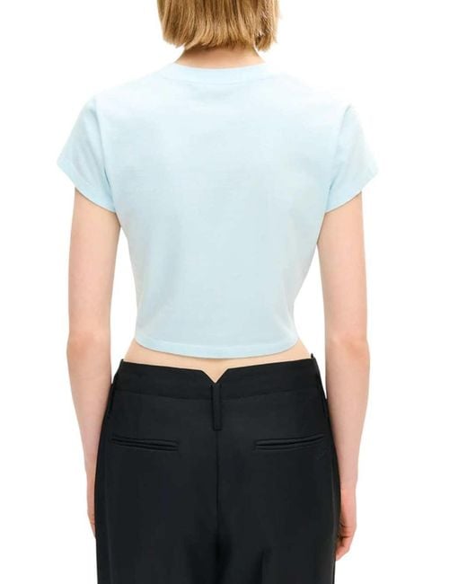 KENZO Blue Signature' Embroidered Cotton Cropped T-Shirt