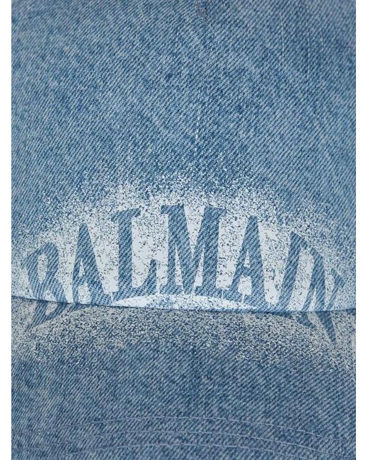 Balmain Blue Printed Baseball Cap for men