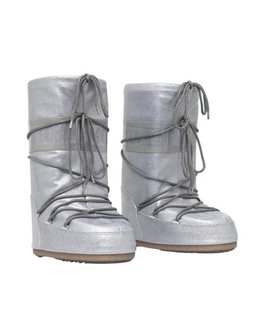 Moon Boot Gray Icon Glitter Snow Boots