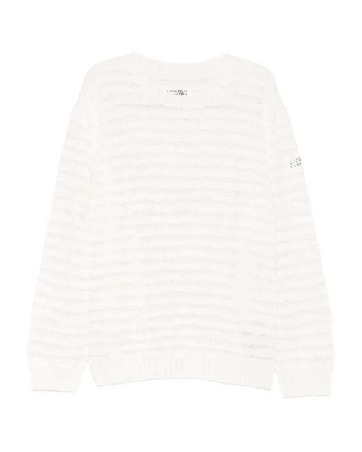 MM6 by Maison Margiela White Crewneck Sweater for men