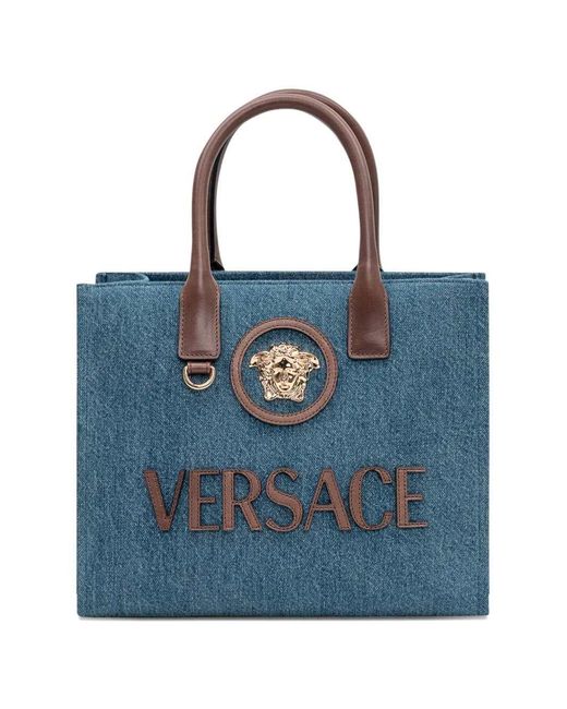 Versace Blue Medusa Head Tote Bag