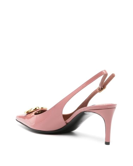 Dolce & Gabbana Pink Pumps With 65Mm Logo Plaque