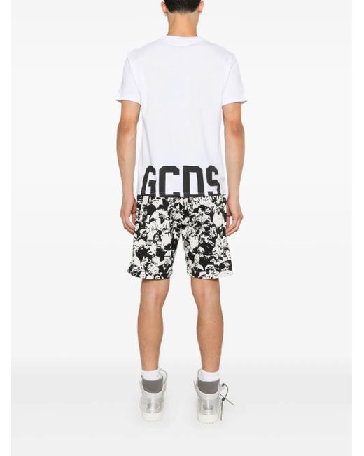 Gcds White Low Band Logo T-Shirt for men