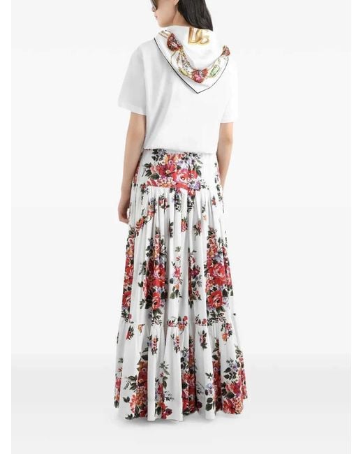 Dolce & Gabbana White T-Shirt With Scarf Detail And Logo