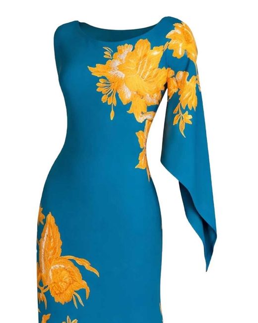 Etro Blue Long Floral Print Dress