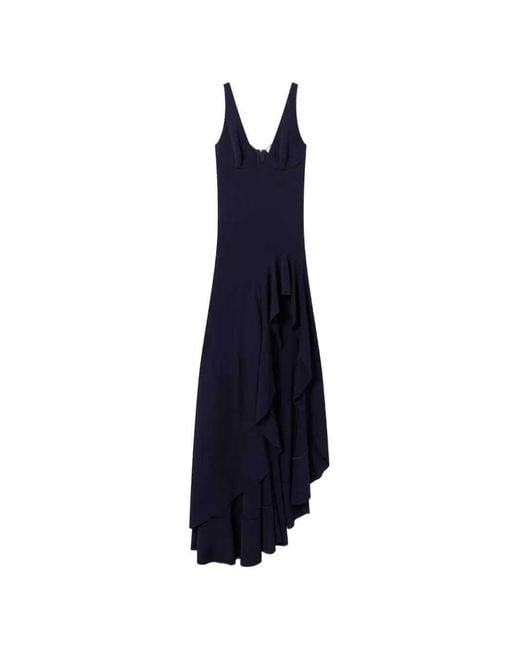 Stella McCartney Blue Asymmetric Dress With Ruffles