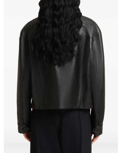 Marni Brown Leather Jacket With Split-Leather Front Panel