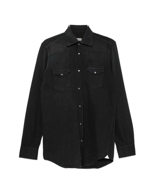 Sartorio Napoli Black Shirt With Buttons for men