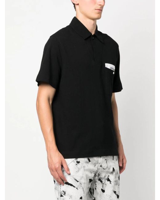 Palm Angels Black Sartorial Tape Cotton Polo Shirt for men