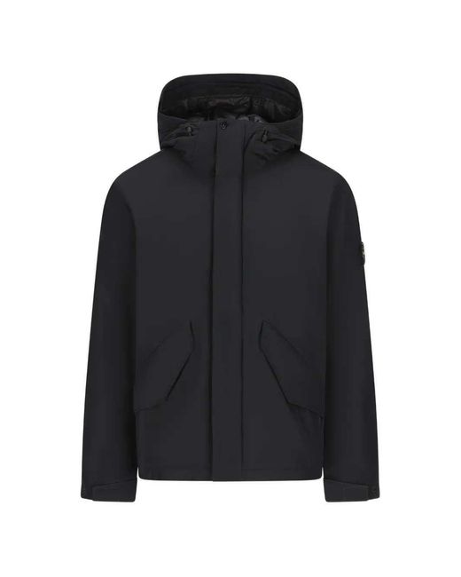 Stone Island Black Logo-Patch Hooded Sweatshirt for men