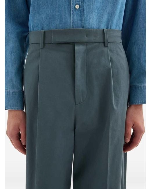 Jil Sander Blue Pleated Wide-Leg Pants for men