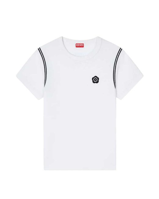 KENZO White Embroidered Cotton T-Shirt "Boke Flower 2.0"