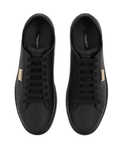 Saint tropez plaque sneakers di Dolce & Gabbana in Black da Uomo