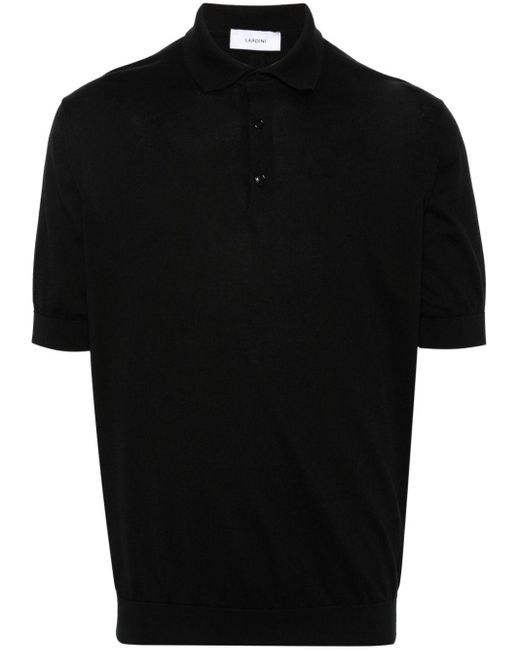 Lardini Black Polo Shirt With Embroidery for men