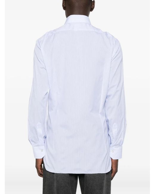 Kiton White Striped Cotton Shirt for men