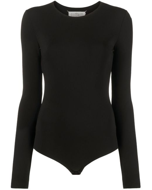 Maison Margiela Black Round-Neck Long-Sleeve Bodysuit