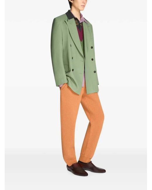 Dries Van Noten Green Oversized Wool Blazer for men